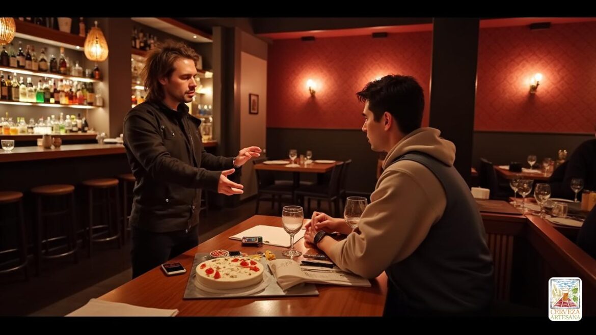 Una escena realista de 'Davidmartinrius' en un elegante bar de bar en Madrid, preparándose para una celebración de cumpleaños. El bar está decorado con buen gusto, combinando elementos de 'gastronomía gourmet' de las cocinas asiáticas, peruanas, mediterráneas y mexicanas. David está seleccionando cócteles desde un menú elegante con 'cócteles de autor' como 'Banzai' y 'Ling Ling'. La iluminación ambiental crea un estado de ánimo de celebración mientras los amigos se reúnen alrededor de las mesas, con un magnífico pastel ubicado en una mesa central. Se pueden ver opciones para la decoración y varios tipos de 'tapas' en el fondo, mientras que David interactúa con un camarero, discutiendo reservas y selecciones de menú para el evento. El bar captura la atmósfera dinámica y acogedora de 'Terraza Atenas' con una multitud animada y un diseño espacioso, reflejando un ambiente festivo y relajado para la ocasión.